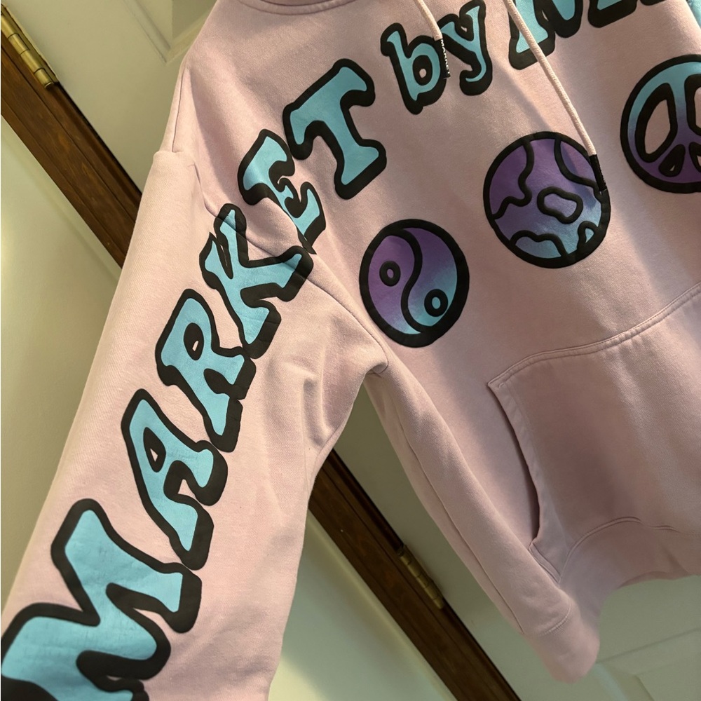 Urban Outfitters Market Lock Peace Hoodie Sweatshirt Purple Unisex Size M Cotton - Picture 5 of 9